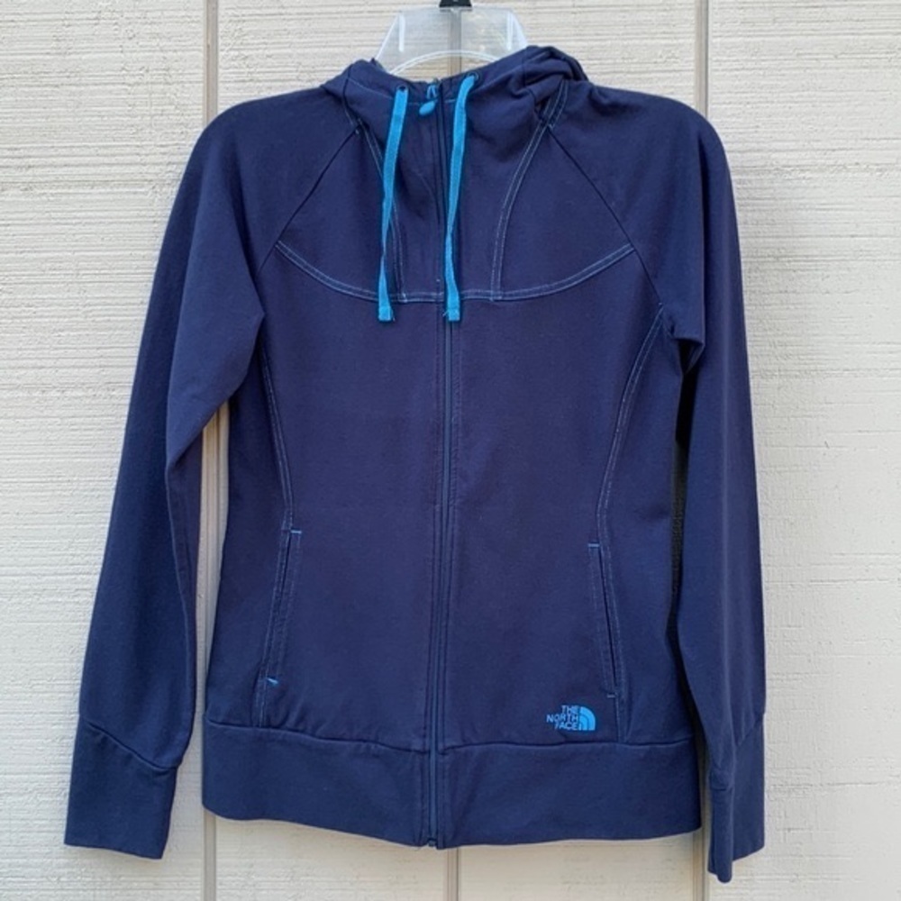 THE North Face Blue Zip Front Hoodie - Navy/Turquoise